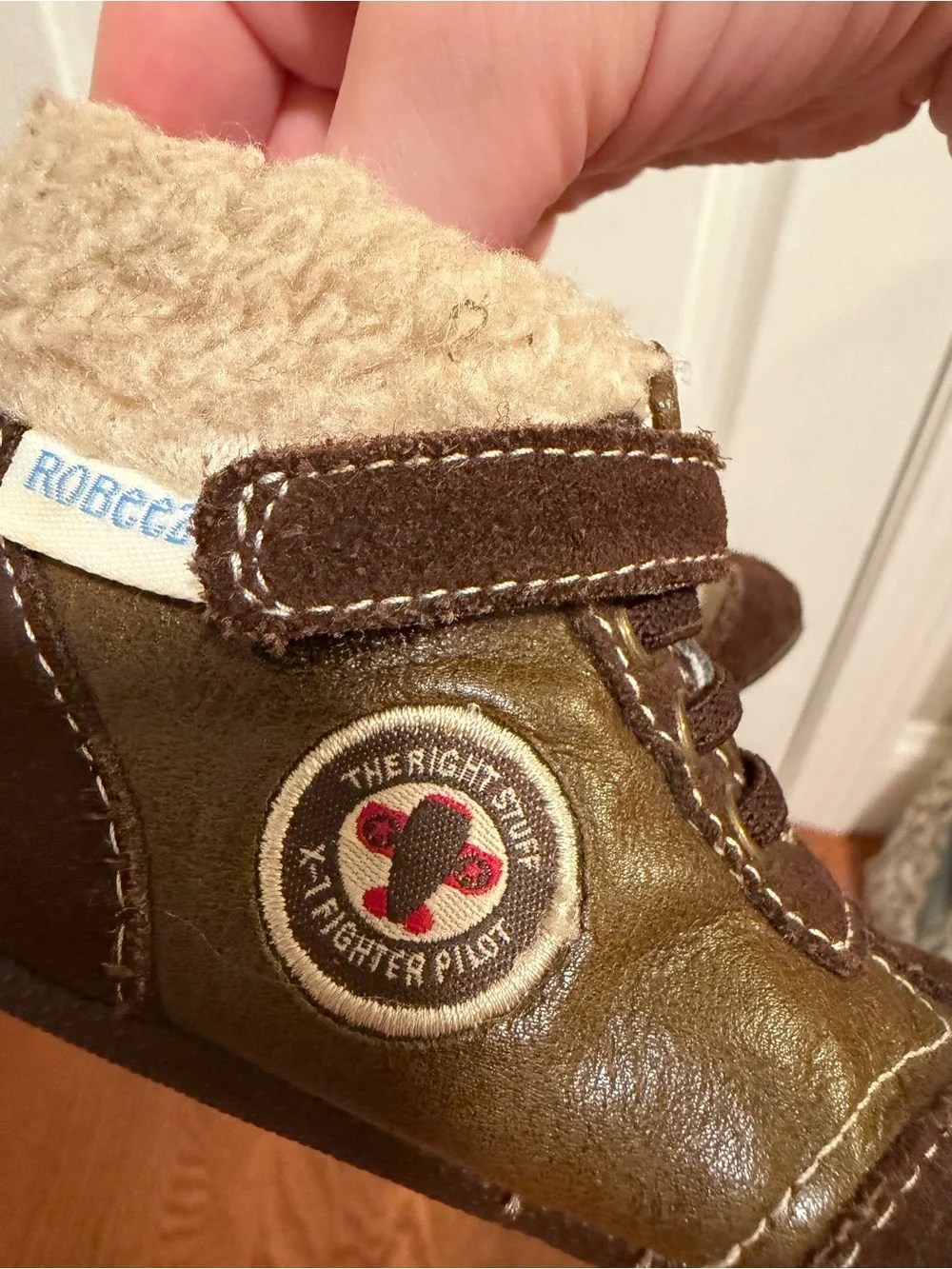 Robeez Infant Brown Fleece-Lined Ankle Aviator Boots- Size 3